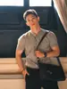 Camiseta Masculina de Verão Nova Cor Sólida Cleanfitt Gola Henry Manga Curta Estilo Americano Casual de Alta Qualidade Meia-Manga