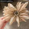 Pinza para el Cabello de Malla Dorada Champagne Estilo Francés con Forma de Pétalo para Mujer, Modelo Nuevo con Pedrería, Adecuada para Cabello Grueso, Accesorio de Pinza de Alta Gama