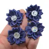 Flor de Loto Puntiaguda con Cuernos Flor de Diamante de Cinta Cosida a Mano 4cm Poliéster 14 Diamantes Cornudos Accesorios para Diadema de Cabello para Niños