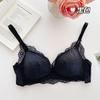 Ropa interior de encaje estilo francés para mujer, pecho pequeño, push-up sin aros de acero, percha superior fina, anti-caída, no es copa vacía, traje de sujetador sexy