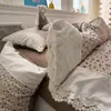 Juego de cuatro piezas de grado A para maternidad e infantil para dormir desnudo en la cama, juego de sábana y funda de edredón de encaje de algodón puro, juego de tres-cuatro piezas para dormitorios estudiantiles