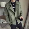 Marca de moda Otoño e Invierno Nuevo Gabardina Corta para Hombre Estilo Coreano Casual Británico Popular Abrigo Cálido de Lana para Hombre