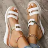 Nuevas sandalias de mujer de talla grande para comercio exterior 2026, sandalias romanas de cuña versátiles de estilo europeo y americano de verano, sandalias de plataforma de suela gruesa para mujer