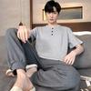 Pijama D para hombre de verano de talla grande de algodón similar a los pantalones de manga corta, ropa de casa joven simple y elegante que se puede usar al aire libre