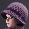 Gorro de Invierno para Mujer Mamá Abuela Más Terciopelo Tejido de Lana Gorro de Borde Ancho para Personas de Mediana Edad Protección contra el Frío Calidez Gorro para Señora Mayor