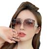 TikTok Elmer Elmer 2024 Nuevo Estilo Gafas de Sol Personalizadas Sin Montura Gafas de Sol para Mujer Cara Grande Adelgazante Gafas de Moda