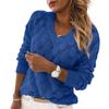 Suéter Nuevo de Invierno 2022 Europeo y Americano Tejido Calado con Corte de Pluma Cuello en V Manga Larga Color Puro Top para Mujer Venta Directa de Fábrica