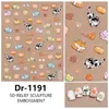 Redanco Nuevo 5D Estampado Dibujos Animados Gato Galleta Carcasa Luz Uñas Arte Pegatina Uñas Estéreo Pegatina Dr-1192