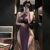 Camisola Sexy Difei de Renda Transparente com Decote Halter Tamanho Grande Estilo Cruzado Europeu Roupa Íntima Justa Plus Size