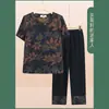 Traje de verano para abuela, mujer de mediana edad y anciana, madre de verano, manga corta, nueva camiseta de señora de 60 años
