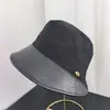 Novo Chapéu de Pescador Preto para Mulheres, Costura de Couro PU, Dobrável, Proteção Solar, Chapéu Bucket com Aba, Faz o Rosto Parecer Menor, Chapéu Bucket Versátil