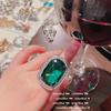 Anel de papagaio com gema esmeralda e pintura a óleo, banhado a ouro 18K, zircônia pontiaguda, anel de pombo geométrico