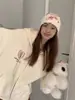 Moletom com capuz feminino, versão coreana outono e inverno, novo estilo americano 2026, cardigã com zíper, solto e casual, jaqueta com forro de fleece e espessada