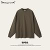 Camiseta Larga Holgada de Manga Larga Color Macarrón Liso Cuello Redondo Estilo Americano Trendy Desgastada Lavada Oversize para Hombre Otoño 2025