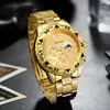 Reloj Popular Transfronterizo para Hombre con Esfera Grande, Números Romanos, Totalmente Automático, Vidrio de Alta Gama para Negocios, Reloj de Cuarzo
