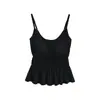 Camisola Sexy sin Espalda con Almohadillas para Mujer, Ropa Interior de Verano Plisada Ajustada, Estilo Hot Girl, Color Albaricoque, Se Puede Usar como Top Exterior