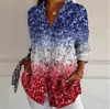 TEMU Transfronterizo Estampado 3D Patrón de Moda Camisa para Mujer Primavera y Otoño Casual Holgada Botones para Mujer Europeos y Americanos