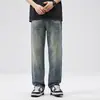 Ropa de Hombre Fengshe / Jeans Rectos Sueltos para Hombre Estilo Retro Americano, Marca de Tendencia Americana Casual Pantalones Estilo Nuevo 2026