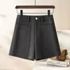 Pantalones cortos de lana para mujer para otoño e invierno 2026, nuevo diseño engrosado de cintura alta adelgazante, ropa exterior, pantalones casuales de pierna ancha en línea A, corte bootcut