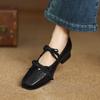 Aumento de Altura de 3 cm~Zapatos Mary Jane Súper Suaves de Estilo Francés con Tacón Oculto para Mujer, Nuevos Zapatos Individuales de Lazo Poco Profundo para Mujer Primavera 2026