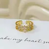 Anillo Abierto Transfronterizo Europeo y Americano Vintage Full Diamante Zircón Microincrustado, Anillo Apilable Único de Nicho de Lujo Ligero para Mujeres