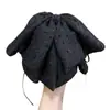 Presilha Exquisita de Cetim Preta com Strass e Laço para Rabo de Cavalo, High-End Estilo Francês Luxo Leve Estrelada Moda Presilha para Meio Preso