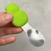 Cuchara de Mango Corto de Acero Inoxidable Cuchara para Bebé Aprendiendo a Comer Vajilla para Bebé Juego de Tenedor y Cuchara para Suplemento Alimenticio
