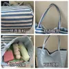 Fábrica de Bolsas Ecológicas Bolso Cruzado de Hombro de Doble Cara Estilo Coreano Rayado Personalizado Bolso de Lona Bolso de Lona Grueso de Tela de Moda Práctico