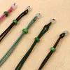 Cuerda de cordón con colgante de borla tejida a mano Cuerda de cera de abeja de jade dorado para hombres y mujeres, cordón de collar con hebilla de jade ajustable, cordón de borla