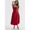 2024 Explosiones de Amazon Verano Comercio Exterior Temperamento de Oficina Color Sólido Moda Vestido de Tirantes de Gama Alta Vestido Mujer