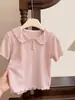 Nueva camiseta de manga corta de estilo coreano para verano para niñas, top elegante y moderno para bebés, ropa infantil