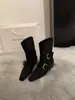 Botas curtas de cano médio estilo francês 2026, novo design vintage com bico quadrado, botas western versáteis femininas, botas de outono de nicho
