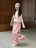 Conjunto de Chaleco de Punto Rayado Rosa para Niñas Otoño 2026 Nuevo Elegante de Moda Estilo Coreano Principios de Otoño Ropa de Otoño para Niños Grandes