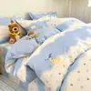Juego de ropa de cama de cuatro piezas de algodón puro, juego de tres piezas totalmente de algodón para dormitorios de estudiantes, sábana individual y funda de edredón para uso doméstico