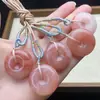 Pingente Coração de Jade Dourado de Xinjiang com Flor de Pessegueiro e Pixiu Duplo, com Pó Rosa Hidratante, Pingente de Jade Auspicioso e Seguro