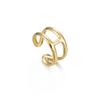 Anillo Abierto Retro Francés de Oro de 14K con Índice de Doble Línea en Forma de I para Mujer, Joyería de Mano de Lujo Ligero Estilo Frío para el Cabello