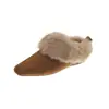 Pantuflas Peludas Cuadradas Estilo Perezoso para Mujer, Otoño/Invierno, Suela Suave, Forro de Felpa, Cálidas, Para Usar Afuera, Sin Cordones, Mocasines para Personas Perezosas, Pantuflas de Algodón