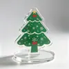 Decoraciones personalizadas para base de árbol de Navidad acrílicas para comercio electrónico transfronterizo, decoraciones transparentes de Papá Noel y muñeco de nieve pequeñas para escritorio DIY