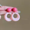 Pendientes de botón redondos con colgante de aguja de plata estilo coreano, Pendientes de botón de temperamento simples y a la moda, Pendientes versátiles de nicho de alta gama
