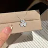 Collar de Trébol de Cuatro Hojas de Plata de Ley S925 Más Vendido en Xiaohongshu, No se Desvanece, Colgante de Moda para Mujer, Joyería Transfronteriza