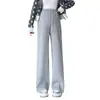 Foto real de pantalones de pierna ancha de maternidad para otoño e invierno, corte recto holgado, versión estrecha para mujeres petite, pantalones deportivos casuales de maternidad para primavera y otoño