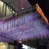 Fitas de Luz de Gelo LED, Luzes Coloridas Piscantes, Luzes de Fada de Natal, Luzes de Cortina, Luzes Decorativas LED para Exterior, Luzes de Cascata Fluídas para Festas