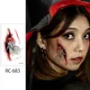 Adesivos de tatuagem de Halloween para o rosto, à prova d'água, adesivos de rosto de terror, manchas de sangue de ferida realistas, cicatrizes, cicatrizes de faca, adesivos de maquiagem com padrão