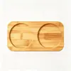 Fábrica de Origen Bandeja Redonda Ranurada de Bambú OEM Personalizada Múltiples Especificaciones Posavasos Madera Maciza Bandeja para Taza de Agua Botella Frasco