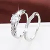Anillos de Pareja de Alta Gama de Moda con Lujoso Diseño Totalmente Diamantado, Estilo Sencillo para el Día a Día, Diseño de Nicho, Anillos de Pareja de Estilo Suave