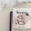 Par de Pinzas para el Cabello y Diadema de Conejito Rosa Fresco con Fresas para Niños, Pinza Lateral, Gomas
