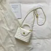 Bolso de cadena con patrón de rombos para mujer, nuevo modelo primavera/verano 2026, cierre de broche simple, bolso pequeño de hombro y cruzado moderno para mujer