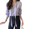 Chic Coreano Primavera 2026 Nueva Camisa Versátil de Estilo Francés con Cuello en V y Mangas Largas para Mujer