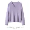 Suéter de Punto de Cachemira 100% para Mujer, Manga Larga, Cuello en V, Peluche, Holgado, Perezoso, Suave, Pegajoso, Color Sólido, Prenda Base