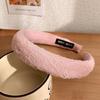 Diadema de Peluche Rosa Estilo Chanel para Mujer, Diadema de Corona Alta, Diadema Ancha de Otoño e Invierno para Lavarse la Cara, Nuevo Pasador para el Cabello